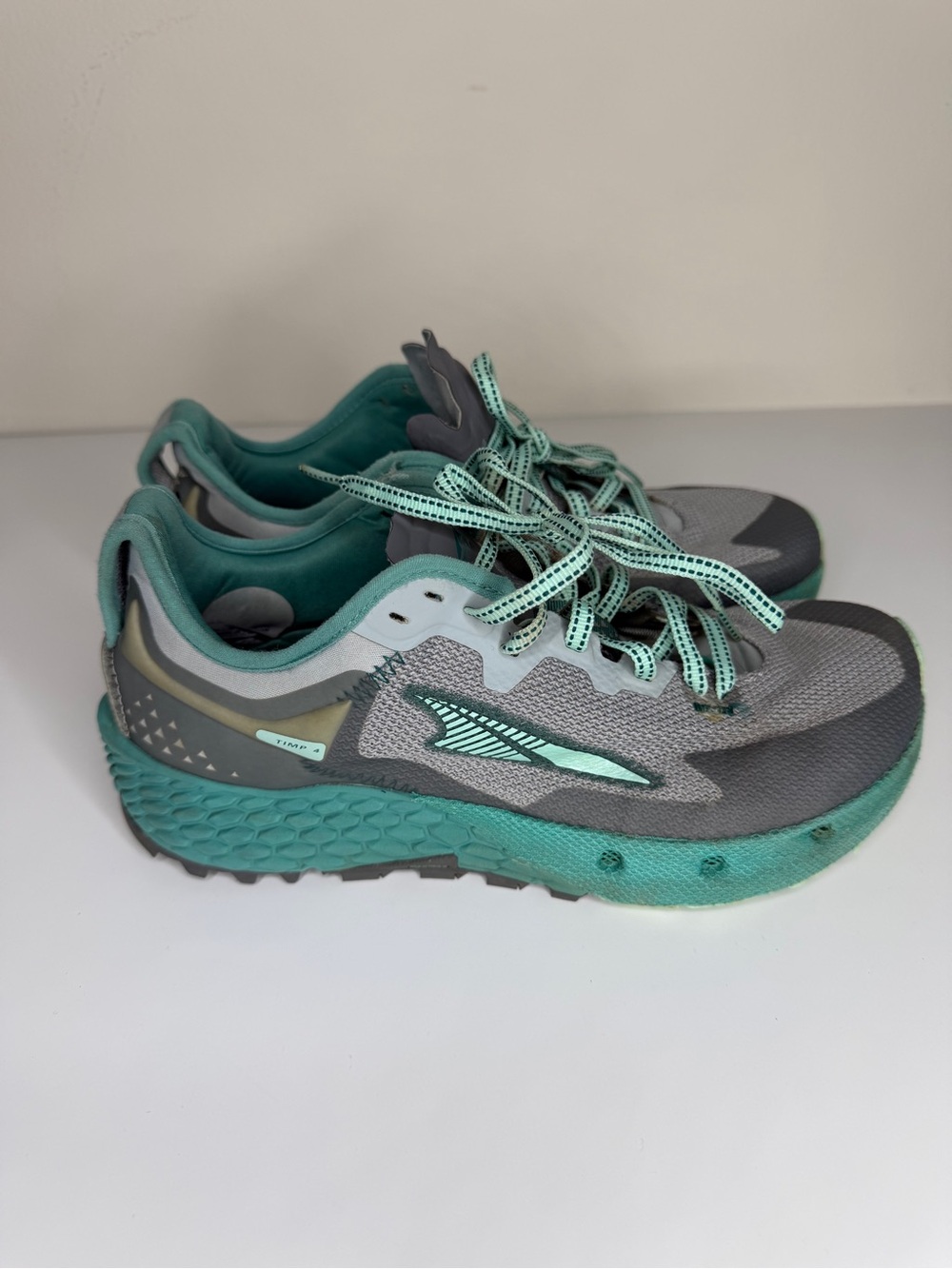 Altra Timp 4 ALOA548C233 Gray Teal Trail Running Shoes Women Size 7.5 Sneakers